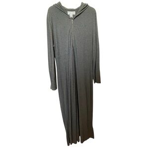 Norton Studio Gray Hooded Zip-Up Maxi Dress Sz M